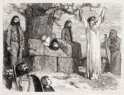 Druidlerden İnsan Kurbanı - Pitre-Chevalier (Pitre Chevalier) tarafından yazılan “Antik ve Modern Brittany”de, W. Coquebert tarafından düzenlendi by Unknown artist