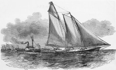 Yelken: Amerika Cowes yarışlarında yarışın başını alıyor - gravür, Bibl. des art deco by Unknown artist