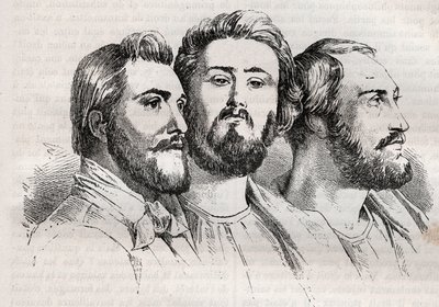Saint-Simonianism - Saint-Simonianism - Saint Simonians - Charles Duveyrier (1803-1866) - Emile Barrault (1799-1869) - Michel Chevalier (1806-1879 - 1882 gravürü “Histoire de dix ans: 1830-1840” Louis -Beyaz (1811-1882) by Unknown artist