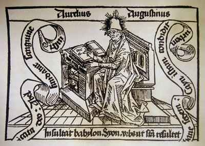 Aziz Augustine, Hippo'lu Aziz Augustine'in (354-430) “De civitate dei” (Tanrının Cite) adlı eserinden by Unknown artist