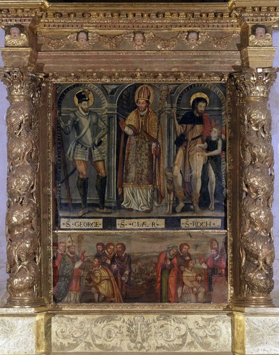 Saint Clair veya Saint Roch Altar: St Roch ve Veba Düğmesi ve Henry III tarzında Saint George - Rognes Varsayımının Meryem Ana Kilisesi by Unknown artist
