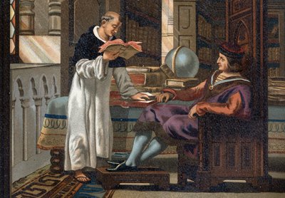 Saint Louis (1214-1270), Fransa Kralı ve danışmanı Saint Vincent de Beauvais (c.1190-1264), “La Ciencia y sus Hombres par Louis Figuier”den sonra. Barselona 1881 by Unknown artist