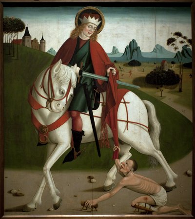 Aziz Martin ve dilenci. Bir dilenciye vermek için ceketini kesti. 1490 civarında anonim resim. Magyar Nemzeti Galleria, Budapeşte, Macaristan. by Unknown artist