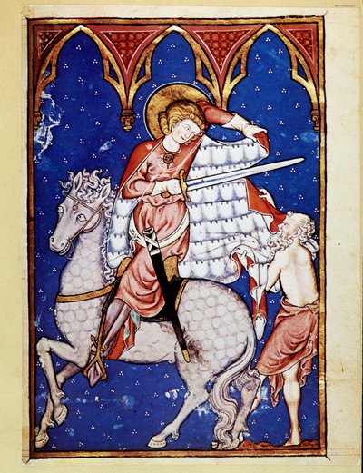 Saint Martin, paltosunu fakir bir adamla paylaşıyor - 13. yüzyılın ışığından sonra by Unknown artist
