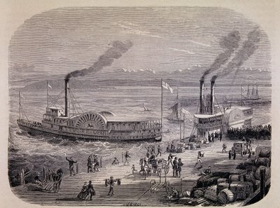 San Francisco Rıhtımları ve Kürekli Tekerlekli Tekneler (California) - “Tour du Monde”da by Unknown artist