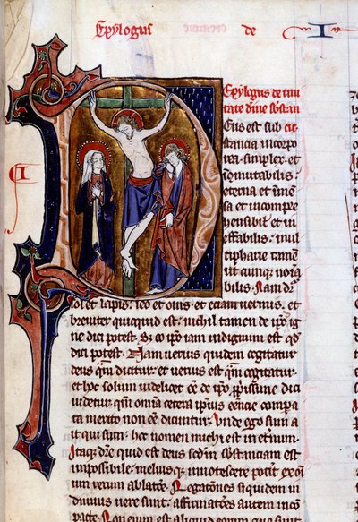 Antetli kağıtta çarmıha germe sahnesi (D harfi). Vincent De Beauvais