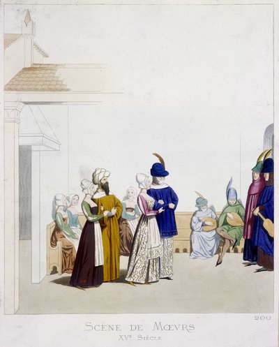 Ahlak sahnesi: Karnaval sahnesi - 15. yüzyıldan kalma bir İtalyan el yazması olan Arts Deco