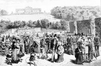 Viyana'dan çok uzak olmayan bir saray ve bahçeler kompleksi olan Schonbrunn Park, 18. yüzyıldan beri Habsburg ailesinin yazlık eviydi. 19. yüzyılın litografisi. by Unknown artist
