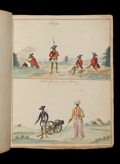 Sepoys, yerli bir topçu ve bir serang (kayık teknesi) by Unknown artist