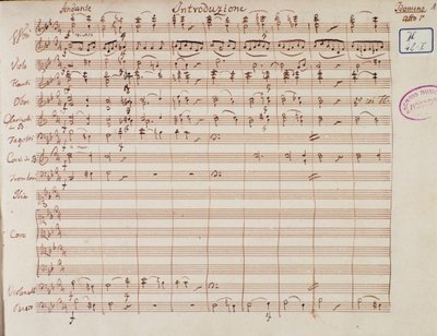 Girit kralı Idomenee için notalar sayfası, Mozart operası, Lichtenthal versiyonu (1843) by Unknown artist
