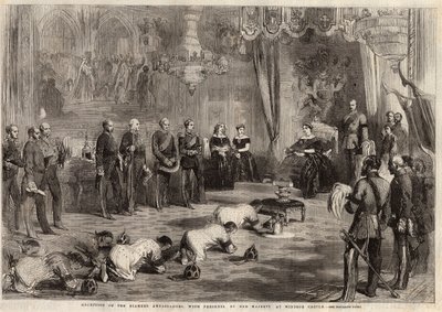 Siam büyükelçileri Windsor Şatosu ziyaretleri sırasında Kraliçe Victoria Iere (1819-1901) ve Prens Albert