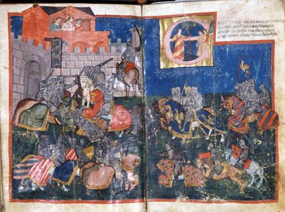 “İspanya Girişi”nden Charlemagne Minyatür tarafından İspanya'da Pamplona Kuşatması. 14. yüzyıl Venedik, Biblioteca Marciana. by Unknown artist
