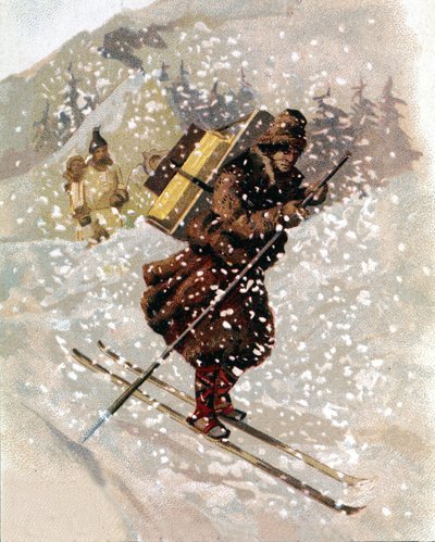 Kar kayakçısı. kromo. by Unknown artist