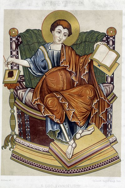 Aziz Luke Evangelist - kromo. 8. yüzyıla ait bir belgeden 19. yüzyıl by Unknown artist