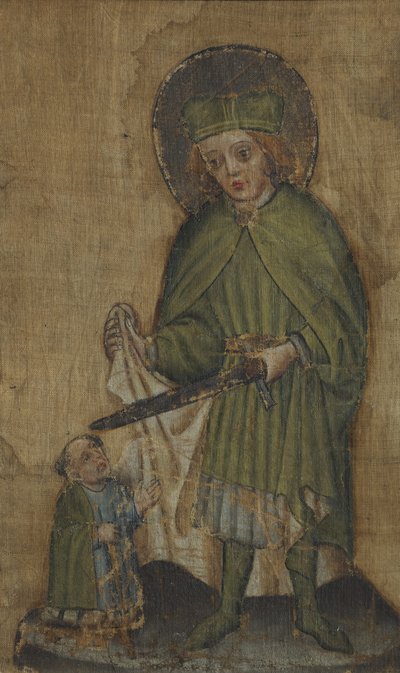 St. Martin ve Dilenci, c.1440 (tekstil üzerine distemper yağı, muhtemelen keten) by Unknown artist