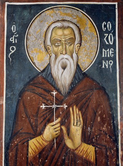 Aziz Sozomen, Kıbrıs kilisesinin ilk azizi, fresk (1332-1333), Our Lady of Asinou (12. yüzyıl) Bizans kilisesi (Unesco Dünya Mirası Listesi, 2001), Trodos dağları, Kıbrıs by Unknown artist