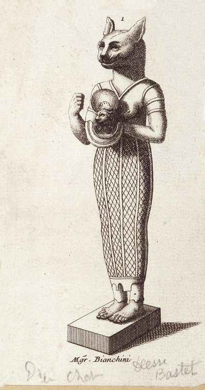 Dans Tanrıçası Heykeli, Kedi Başlı Bastet (Antik Mısır). eski mısır dininde tanrıça, by Unknown artist