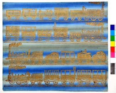 Buharlı Lokomotifler, c.1850 (cilt kağıdı üzerine ahşap baskı) by Unknown artist