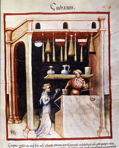 Şeker hazırlığı. İlaç ve diyetetik sağımlarından aydınlatma “” Tacuinum sanitatis”” by Unknown artist