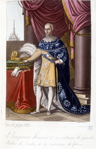 Avusturya İmparatoru 1. François (1768-1835), Demir Taç Nişanı'nın Büyük Üstadı kostümü içinde. by Unknown artist