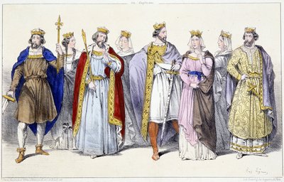 Karolenjliler: Hugues Capet, Adelaide, Robert, Constance, Henry I, Anne of Russia, Berthe, Philippe I - ““Kings and Queens of France in print”, Paris, ed. Süratli by Unknown artist