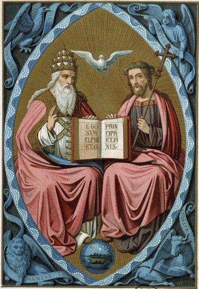 Kutsal Üçlü - chromo.19. yüzyıl, 15. yüzyıl doktorundan sonra by Unknown artist