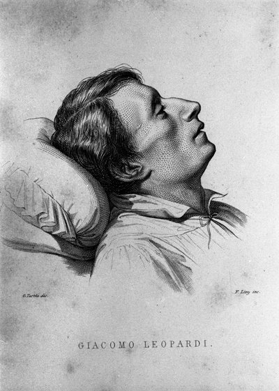 İtalyan şair Giacomo Leopardi (1798-1837) ölüm döşeğinde. by Unknown artist