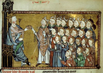 Fransa Kralı X. Louis Hutin (1289-1316), Şartı Normandiya Dükalığı'na daha fazla bağımsızlık ve daha az vergi tasarlayarak 19/03/1315'te Normanlara teslim etti. 14. yüzyıldan kalma bir el yazmasından minyatür by Unknown artist