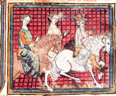 Francs Kralı I. Chilperic (543-597) ve Fredegonde, “Grandes Chronicles de France”dan bir at Minyatür” 1375-1379 Belediye Kütüphanesi, Castres by Unknown artist