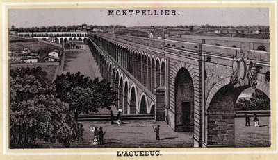 Montpellier Acqueduc (Herault, Languedoc-Roussillon bölgesi). 19. yüzyılın sonlarında kromolitografi. by Unknown artist