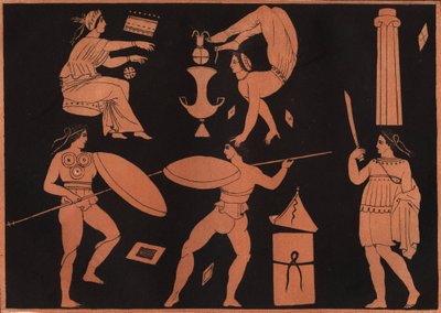Pyrrichios dansı (Pyrrhic dansı) - Evrenin Tüm Halklarının “” Gümrük ve Geleneklerinden gravür. Yani, hükümetin, yasaların, milislerin, en eski zamanlardan günümüze kadar tüm ulusların dininin tarihi "1856 by Unknown artist