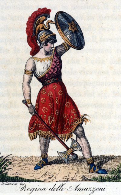 Amazonların Kraliçesi. Bir opera kitapçığının çizimi. 19. yüzyıl. by Unknown artist
