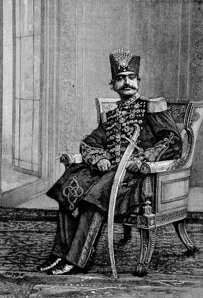 Pers Şahı, Nassr-ed-din (Nasser-ed-din), tören kostümü içinde. by Unknown artist
