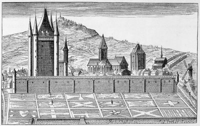 Tapınak Kulesi, Paris topografyasının bir baskısından - gravür by Unknown artist
