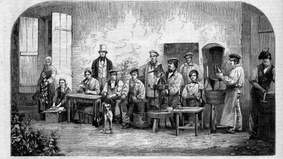 Şampanya şarabının şişelenmesi. 1864