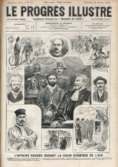 Ain Assisi Mahkemesi önündeki Joseph Vacher “” Çoban Katili” (1869-1898) davası - 30 Ekim tarihli “İlerleyen-Şanlı”nın kapağı by Unknown artist