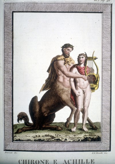 Centaur Chiron ve Aşil - Mitolojik Sözlükte by Unknown artist
