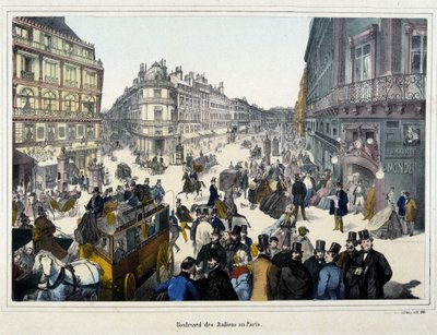 Boulevard des Italians - gravür üzerindeki kalabalık by Unknown artist