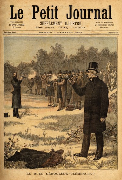 Milletvekilleri Paul Deroulede (1846-1914) ve Georges Clemenceau (1841-1929) arasındaki tabancalı düello (1626