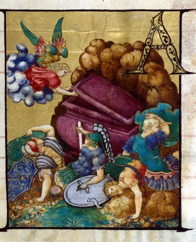 Boş mezar. 15. yüzyıldan kalma bir koroda minyatür, Lodi Taçlı Bakire Kilisesi. by Unknown artist