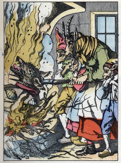 Keçi bacadaki kurdu öldürür. Jean de la Fontaine