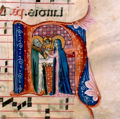 Tapınaktaki Sunumu tasvir eden "N" harfi: Antiphonary