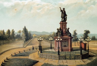 “" Meksika, Mexico City'deki Paso de la Reforma'da denizci Christopher Columbus (Cristoforo Colombo, Cristobal Colon) (1451-1506) anıtı. 1885 kromolitografisi by Unknown artist