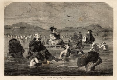 Yolcu ve bagaj taşıma modlarının sunumu ile bir gue geçişi. İsviçre Konfederasyonu bakanı Aime Humbert tarafından 1863-1864