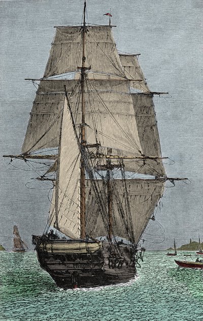 "Beagle" gemisi (Darwin'in doğa bilimci olarak katıldığı keşif gezisi) by Unknown artist