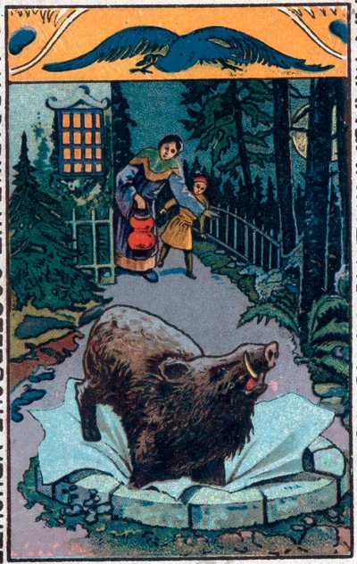 Korkunç domuz. Çin masalı. 19. yüzyılın sonundan itibaren kromolitografi. by Unknown artist