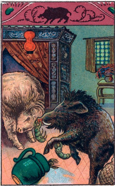 Korkunç domuz. Çin masalı. 19. yüzyılın sonundan itibaren kromolitografi. by Unknown artist