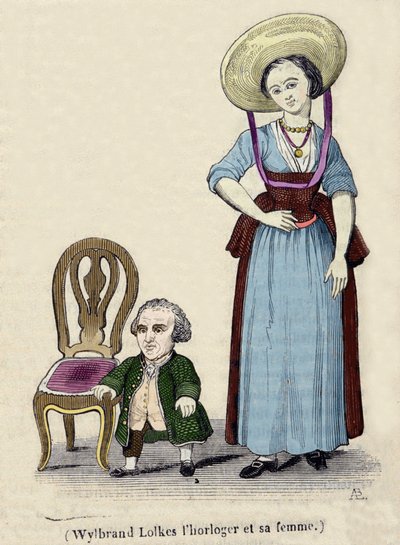 Saatçi Wylbrand Lolkes eşiyle birlikte. 19. yüzyıl gravürü. by Unknown artist