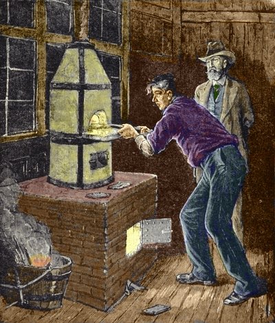 Thomas Edison, akkor lamba için karbon kağıdıyla 1879 civarında deneyler yaptı. by Unknown artist