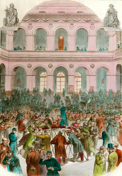 Bourse de Paris Gravür 1856 Özel koleksiyonundaki döviz bürolarının çöpleri by Unknown artist